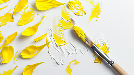 Vibrant Yellow Paint Abstract Composition