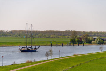 sailboat on a river - 766350970