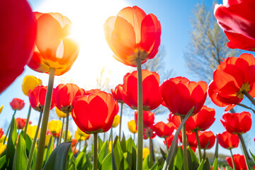 blooming tulip fields - 766352385