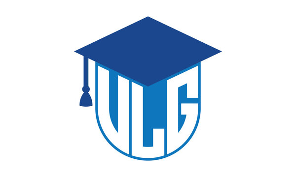 VLG initial letter academic logo design vector template. school college logo, university logo, graduation cap logo, institute logo, educational logo, library logo, teaching logo, book shop, varsity