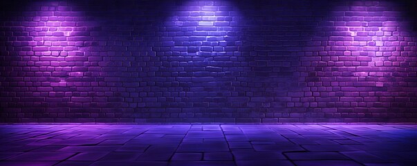 Room with brick wall and purple lights background