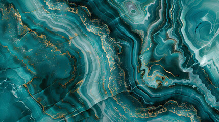 Beautiful abstract background. Golden and turquoise mixed acrylic paints. Marble texture - obrazy, fototapety, plakaty
