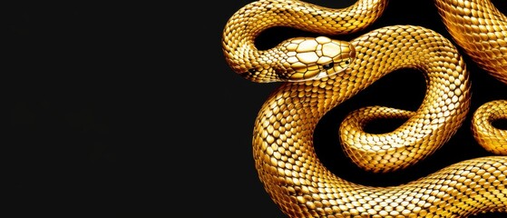  Black background with gold snake