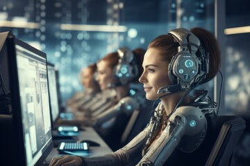 A call center implementing innovative technologies such as AI-powered chatbots to enhance efficiency and offer self-service options to customers