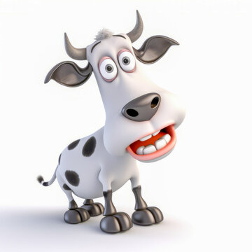 Cartoonish happy cow standing cheerfully