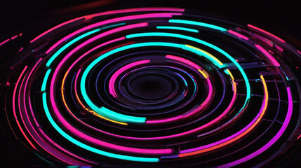 Neon party vibes illustrated with circular neon lights