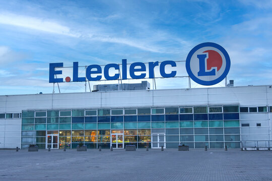 E.Leclerc. Company signboard E. Leclerc supermarket.