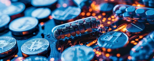 Blockchainmedicine innovations bolstered by targeted cryptofund investments. - obrazy, fototapety, plakaty