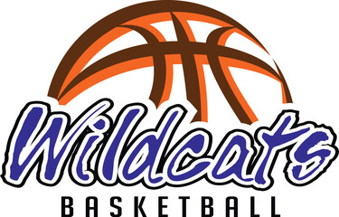 Wildcats Basketball Team Graphic is a sports design template that includes graphic Wildcats text and a stylized basketball. This is a great modern design for advertising and promotion such as t-shirts