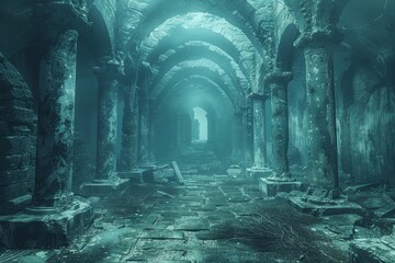 The eerie abandoned temple loomed in the moonlight, its crumbling stone walls whispering tales of ancient sorcery.