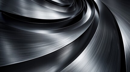 A black and silver metal spiral design with a white background, AI - obrazy, fototapety, plakaty