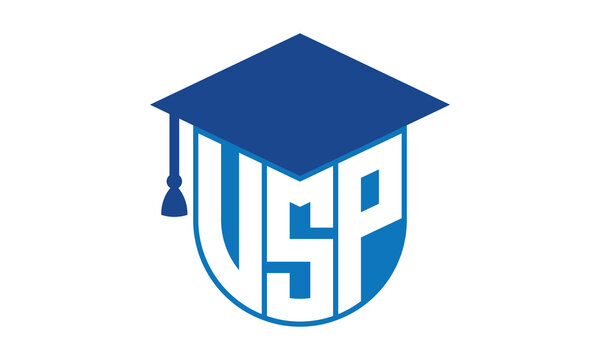 VSP initial letter academic logo design vector template. school college logo, university logo, graduation cap logo, institute logo, educational logo, library logo, teaching logo, book shop, varsity