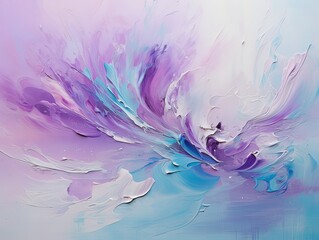 Splashes of bright paint on the canvas. azure, mauve and white colors. Interior painting - obrazy, fototapety, plakaty