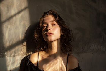 Fototapeta premium A portrait of a woman, the sun casting from her side.