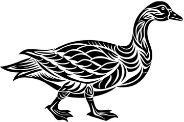 Fototapeta na wymiar tribal-tattoo-goose-walking-vector-illustration