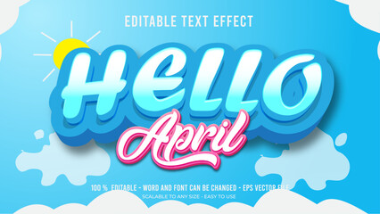 hello april editable text effect - obrazy, fototapety, plakaty