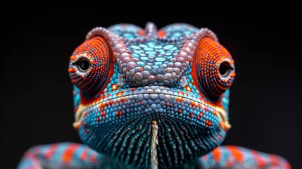 Poster Portrait of a chameleon on dark background.  © Andrea Raffin