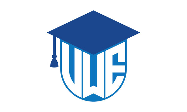 VWE initial letter academic logo design vector template. school college logo, university logo, graduation cap logo, institute logo, educational logo, library logo, teaching logo, book shop, varsity