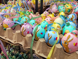 Traditional Easter market with painted easter eggs in Vienna Austria - 766361774