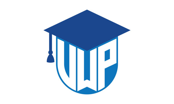 VWP initial letter academic logo design vector template. school college logo, university logo, graduation cap logo, institute logo, educational logo, library logo, teaching logo, book shop, varsity