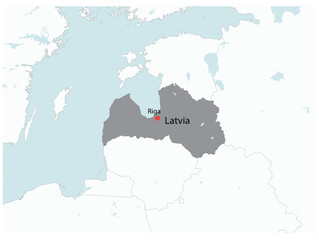 Outline of the map of Latvia with regions