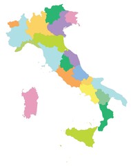 Fototapeta na wymiar Outline of the map of Italy with regions