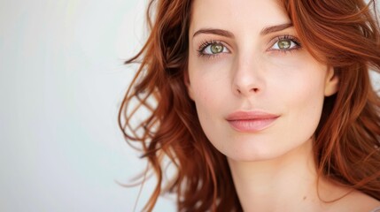 Persian Woman with Auburn Hair and Hazel-Green Eyes in Stylish Cosmetic Look Generative AI - obrazy, fototapety, plakaty