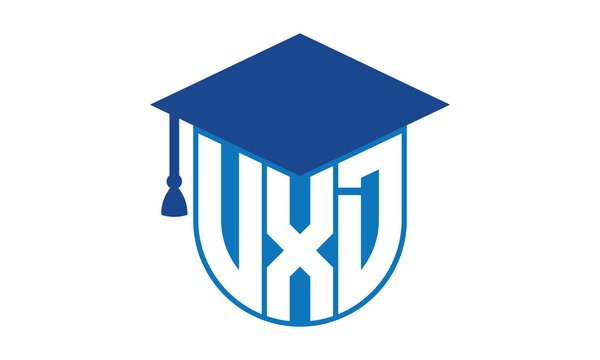 VXD initial letter academic logo design vector template. school college logo, university logo, graduation cap logo, institute logo, educational logo, library logo, teaching logo, book shop, varsity