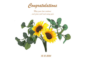 Sun flower vector for greeting cards design.