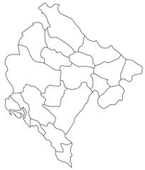 Outline of the map of Montenegro with regions