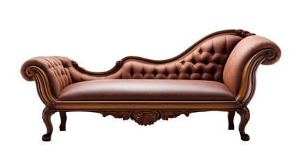 antique fainting couch Interior design concept furniture for living isolated on clear png background and transparent background, AI generative.	