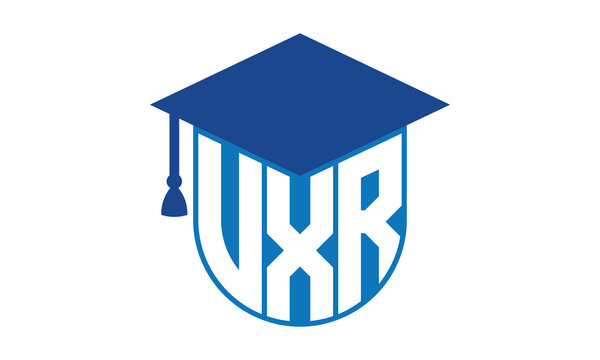 VXR initial letter academic logo design vector template. school college logo, university logo, graduation cap logo, institute logo, educational logo, library logo, teaching logo, book shop, varsity