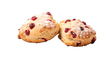 Cranberry Scone on white isolated on clear png background and transparent background. Bakery and pastry concept for cafe and restaurent, AI generative.	