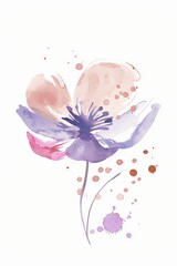 Fototapeta premium Abstract minimalistic scandinavian botanical art with warm color tones. A delicate composition of floral and foliage elements intertwined with abstract warm colored shapes and subtle brushstrokes