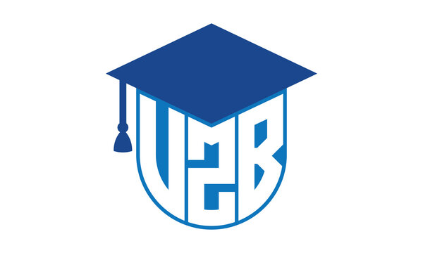 VZB initial letter academic logo design vector template. school college logo, university logo, graduation cap logo, institute logo, educational logo, library logo, teaching logo, book shop, varsity