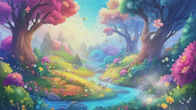Whimsical Background for Magical Tales seamless looping time-lapse virtual 4k video animation background.