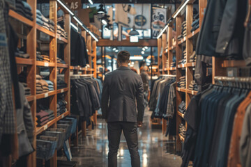 Man Shopping by Himself in a Men's Clothing Store