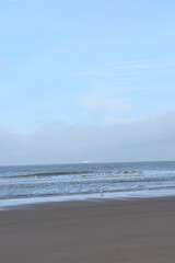 Fototapeta na wymiar Belgium's coast in winter with sandstorms and sunshine