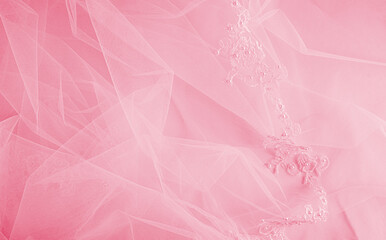 Elegant pink bridal veil as a festive,wedding background for designers of wedding invitations,...