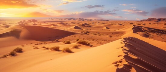 view of the Sahara desert during the day - obrazy, fototapety, plakaty