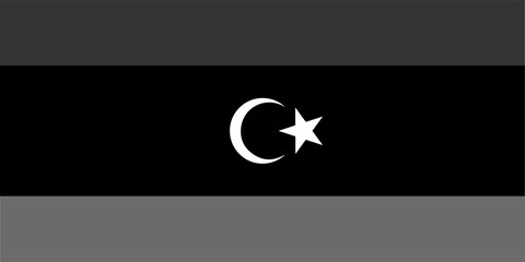 Libya flag original black and white - obrazy, fototapety, plakaty
