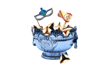 Purim Jewish holiday, tradition bowl with cookies