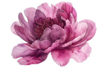 Close-up of a large purple peony flower. Watercolor illustration. Generated AI