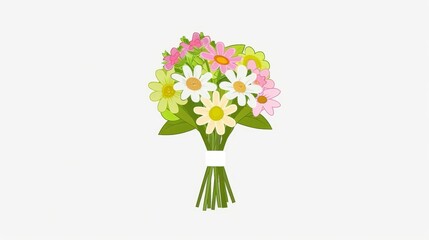 Design a colorful illustration for a Mothers Day greeting card, showcasing a bouquet of blooming flowers in various