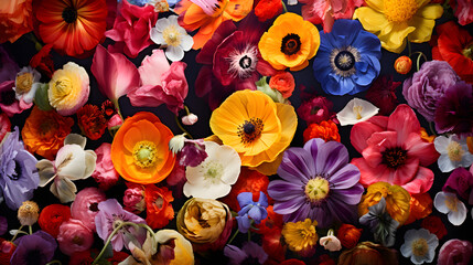 The Rainbow Symphony: A Beautifully Riotous Expedition into the Heart of Floral Abundance - obrazy, fototapety, plakaty