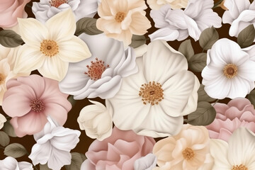 Fototapeta na wymiar beige pink flowers background, created using generative AI tools