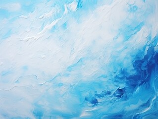 Splashes of bright paint on the canvas. cyan, indigo and white colors. Interior painting