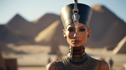 Neferneferuaten Nefertiti, queen of the 18th Dynasty of Ancient Egypt.  - obrazy, fototapety, plakaty