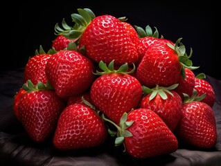 Assortment of whole and sliced ripe strawberries, fresh red berries
