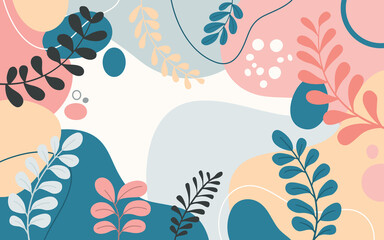 Design banner frame flower Spring background with beautiful. flower background for design. Colorful background with tropical plants.